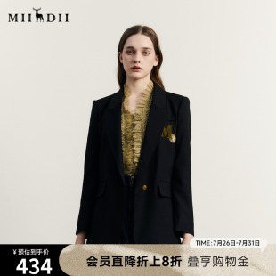 翻驳领宽松绣花一粒扣西服233MW0970 新款 谜底西装 外套女秋季