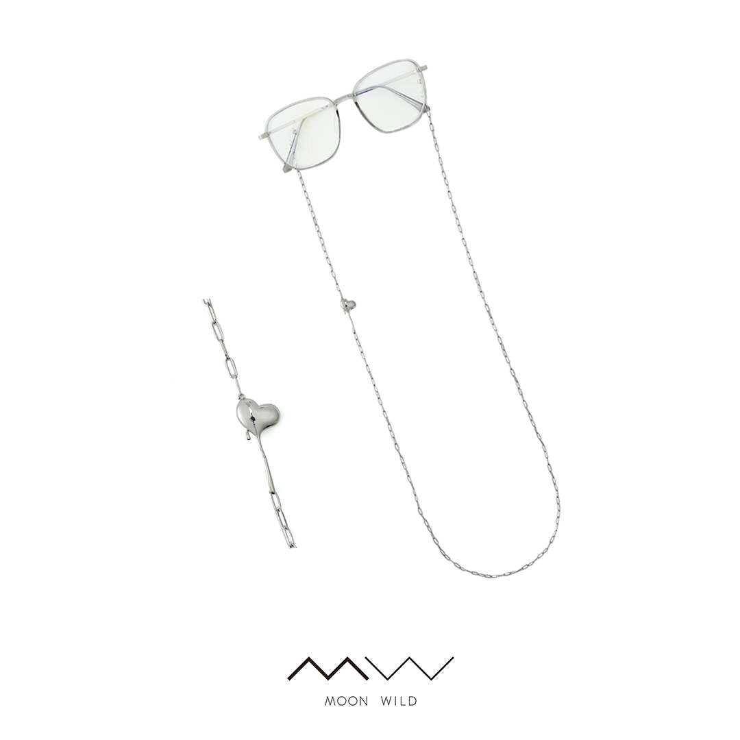 MOON WILD野月亮原创设计个性简约眼镜链饰品爱心水滴吊坠装饰链