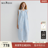 谜底连衣裙无袖 女2025夏新品 气质度假印花宽松H型中长裙252ML0609