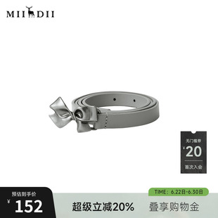 谜底牛皮革细腰带2026春季新品简约百搭蝴蝶结型皮带女261MQ0406