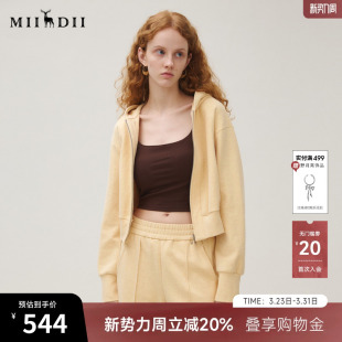 休闲运动柔软百搭短款 新品 253MV1101 女2025秋季 谜底连帽卫衣长袖