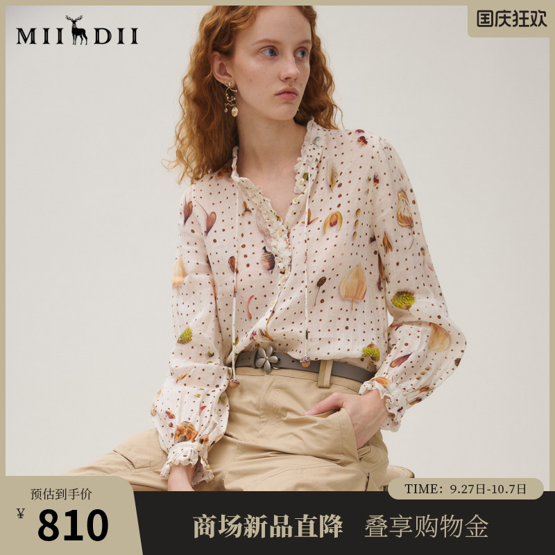 吸湿透气苎麻，奢华印花，手工钉珠，荷叶边