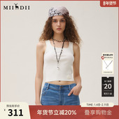 谜底针织衫 短吊带253MZ1394 百搭立体罗纹修身 背心女2025秋季 新品