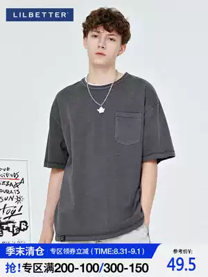 Lilbetter men's T-shirt National trend Simple casual half-sleeved trend T-shirt Five-point sleeve loose round neck short-sleeved summer