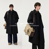 Lilbetter羊毛粗斜呢巴尔玛肯长款 毛呢大衣厚实插肩袖 老钱风外套