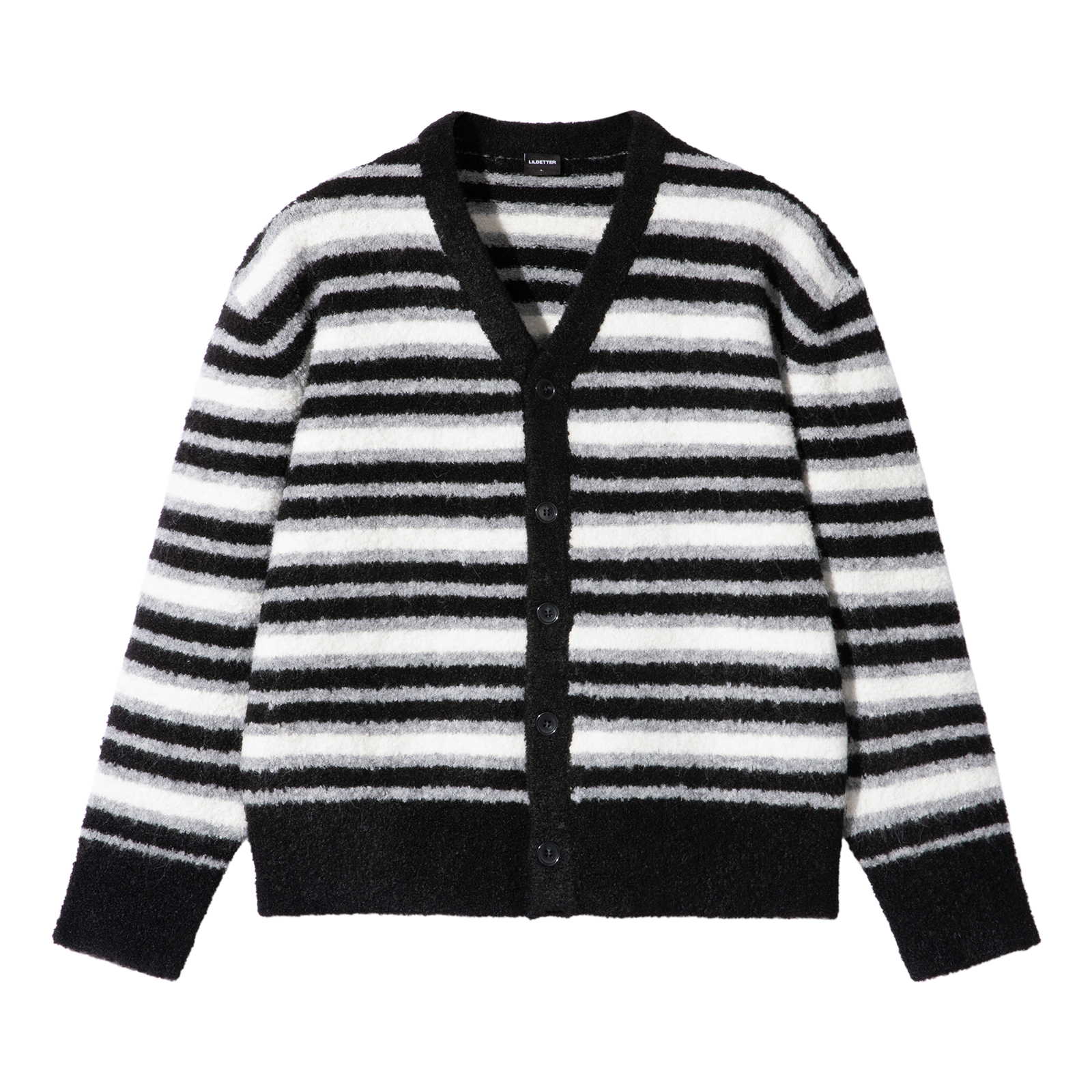 Lilbetter宽窄条纹V领开衫毛衣