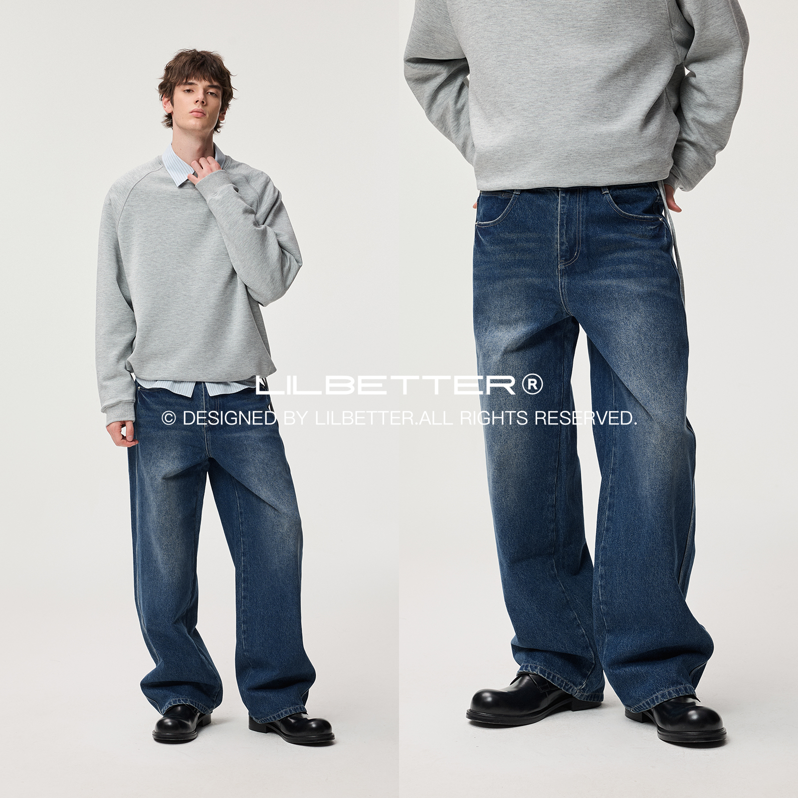 Lilbetter长裤水洗黑牛仔裤