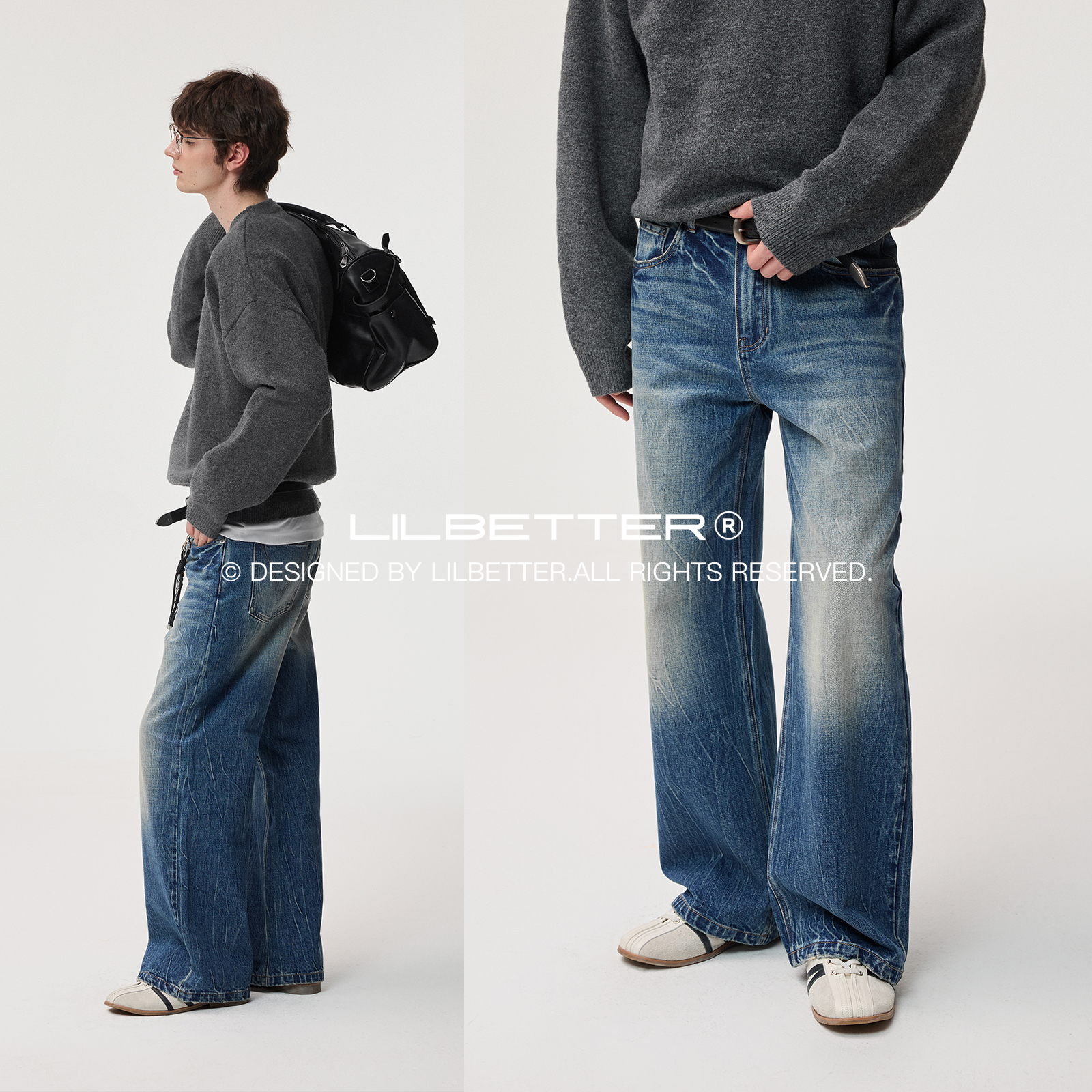 Lilbetter做旧水洗牛仔裤