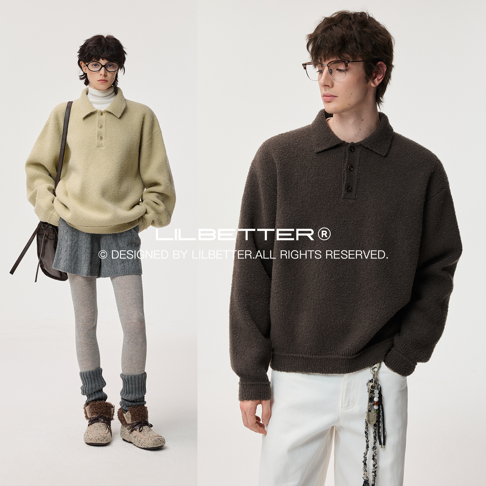 Lilbetter超柔圈圈纱polo领毛衣