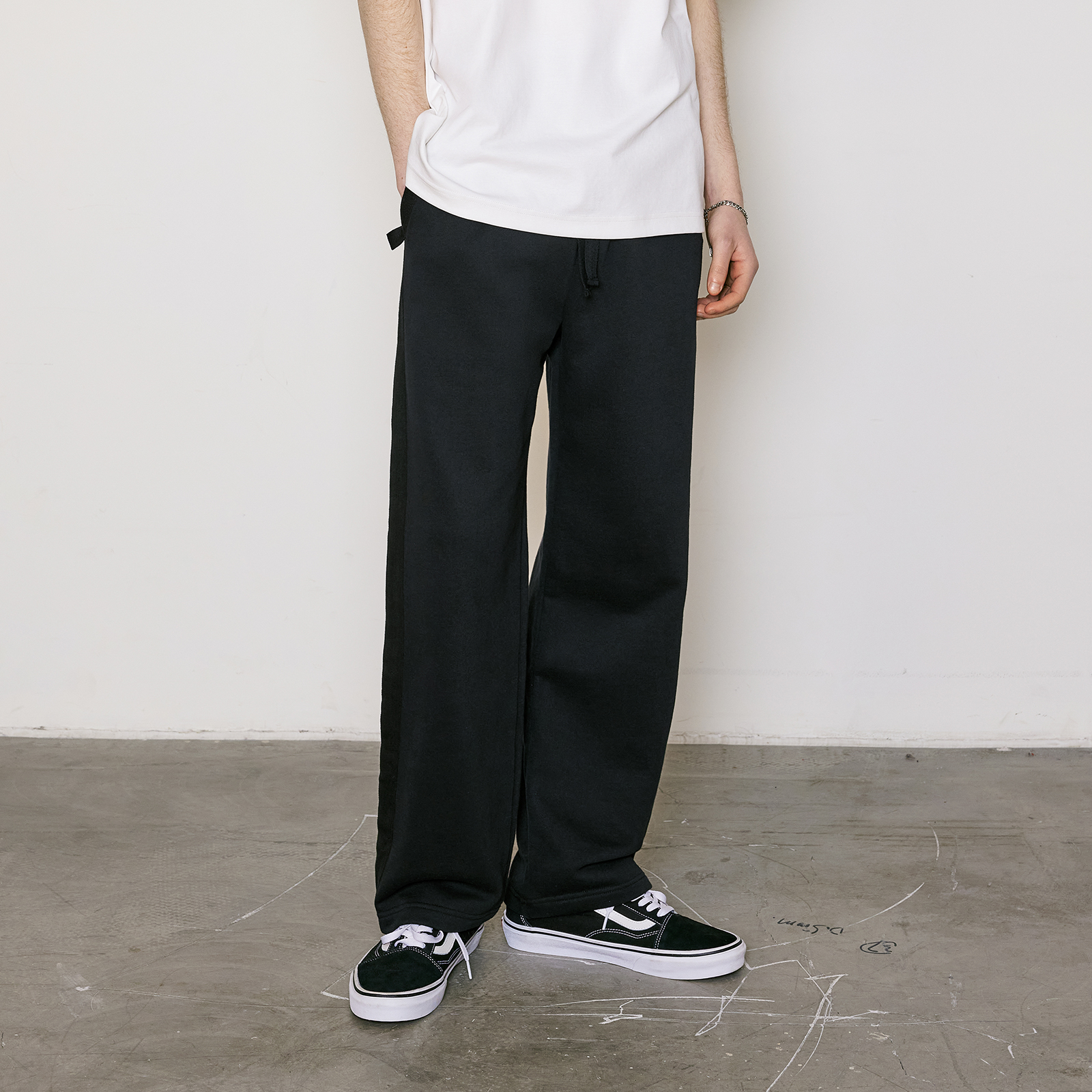 Lilbeter360g重磅拼接垂感卫裤男