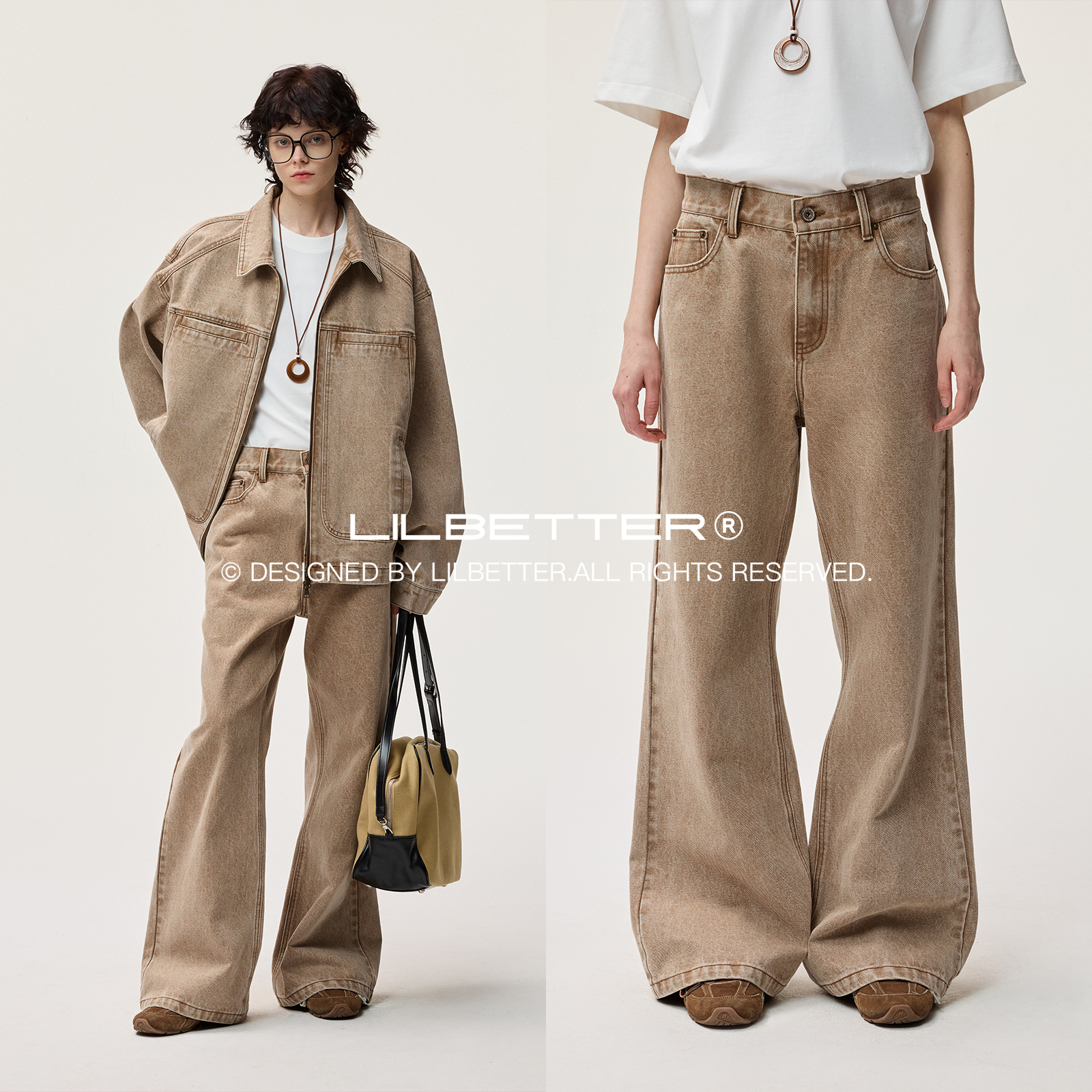 Lilbetter做旧水洗牛仔裤