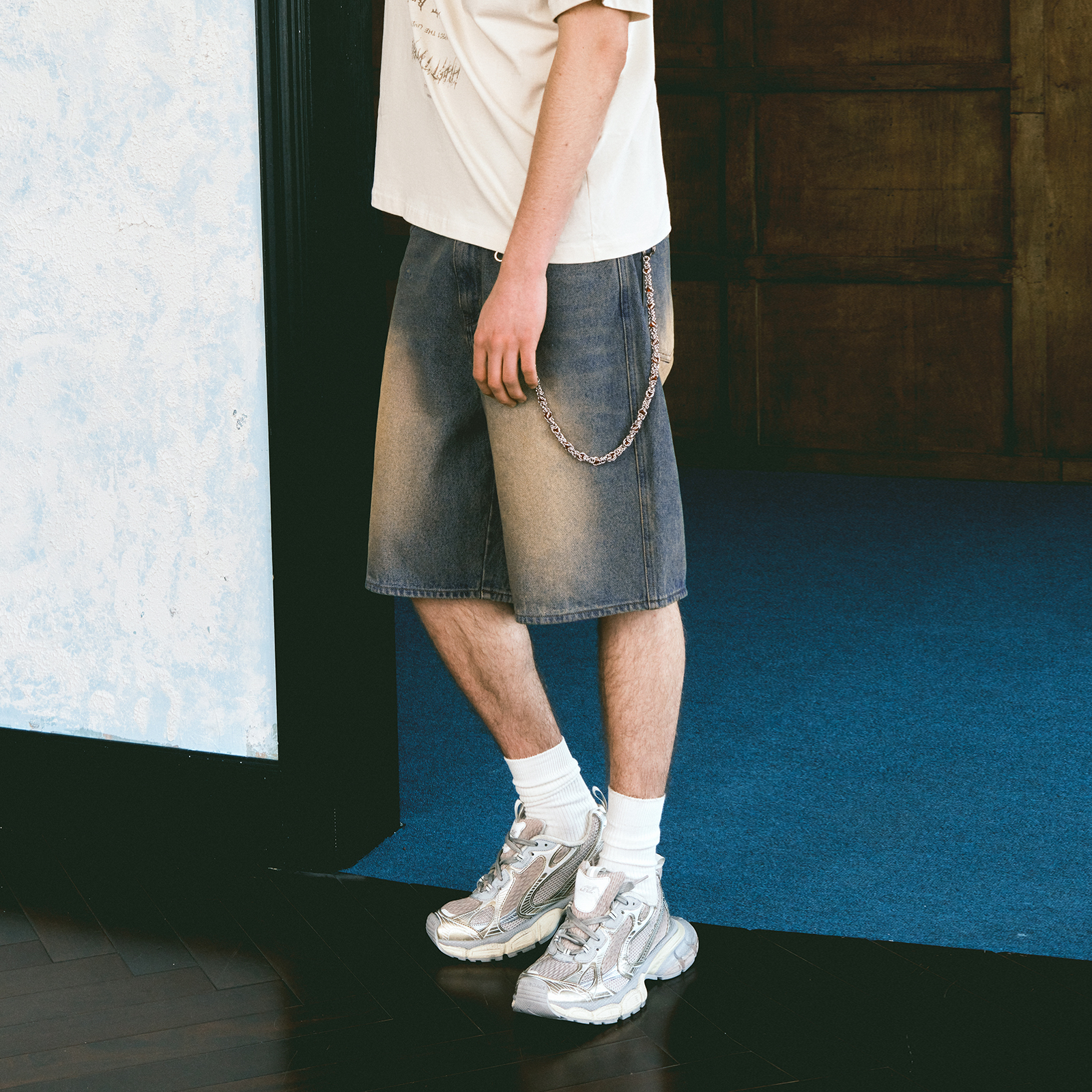 黄泥牛仔短裤牛仔裤Lilbetter