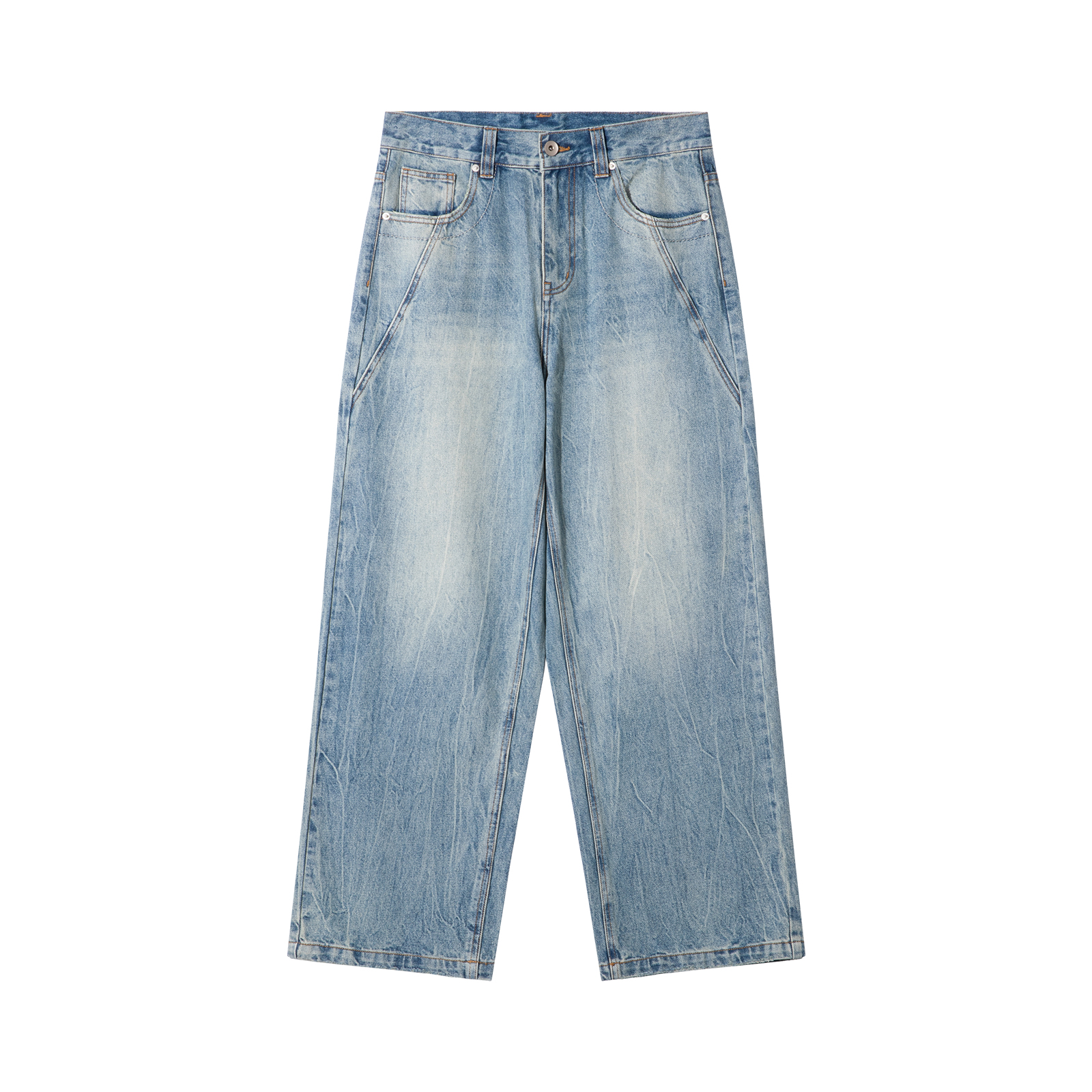 Lilbetter做旧手工猫须牛仔裤