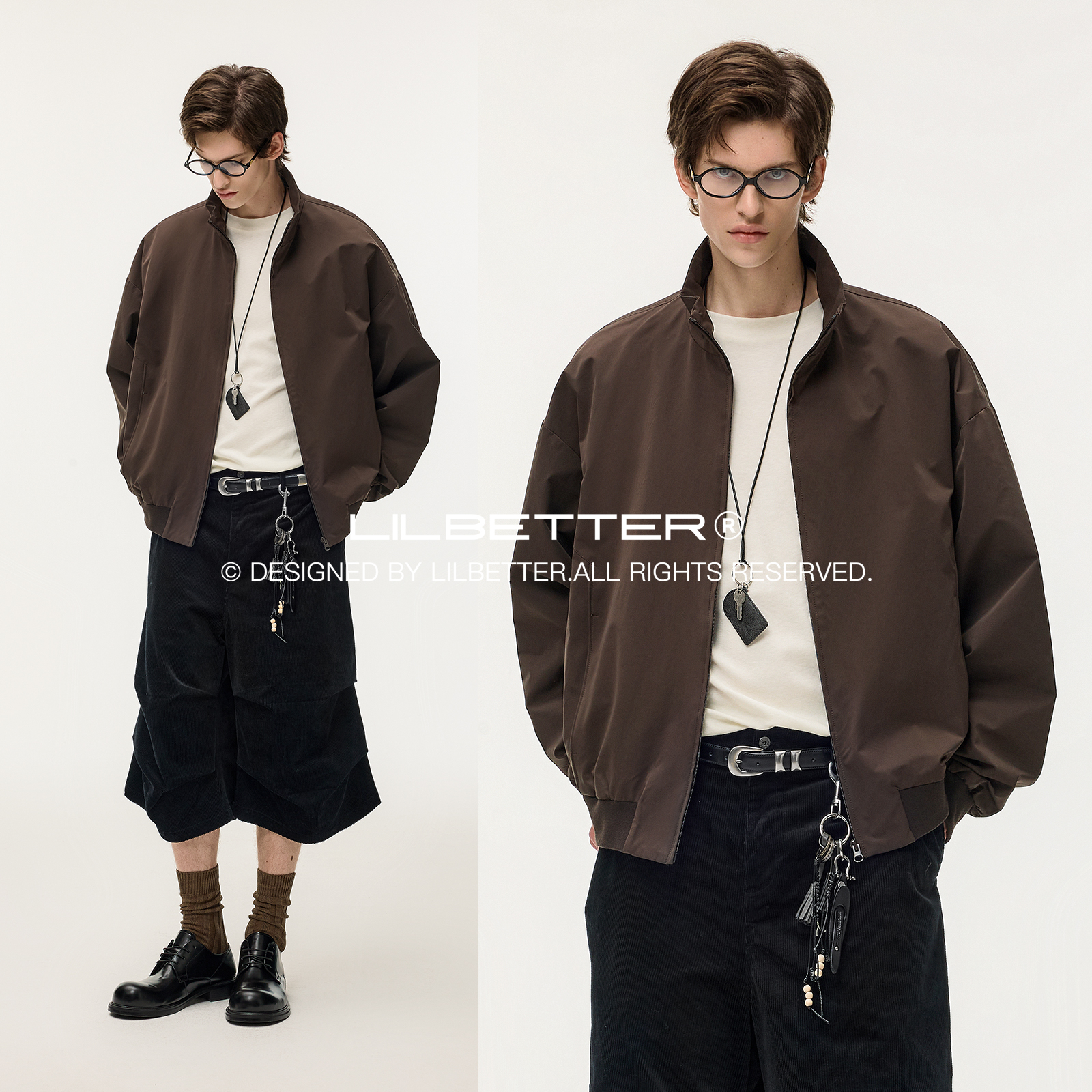 Lilbetter复古防风立领落肩夹克