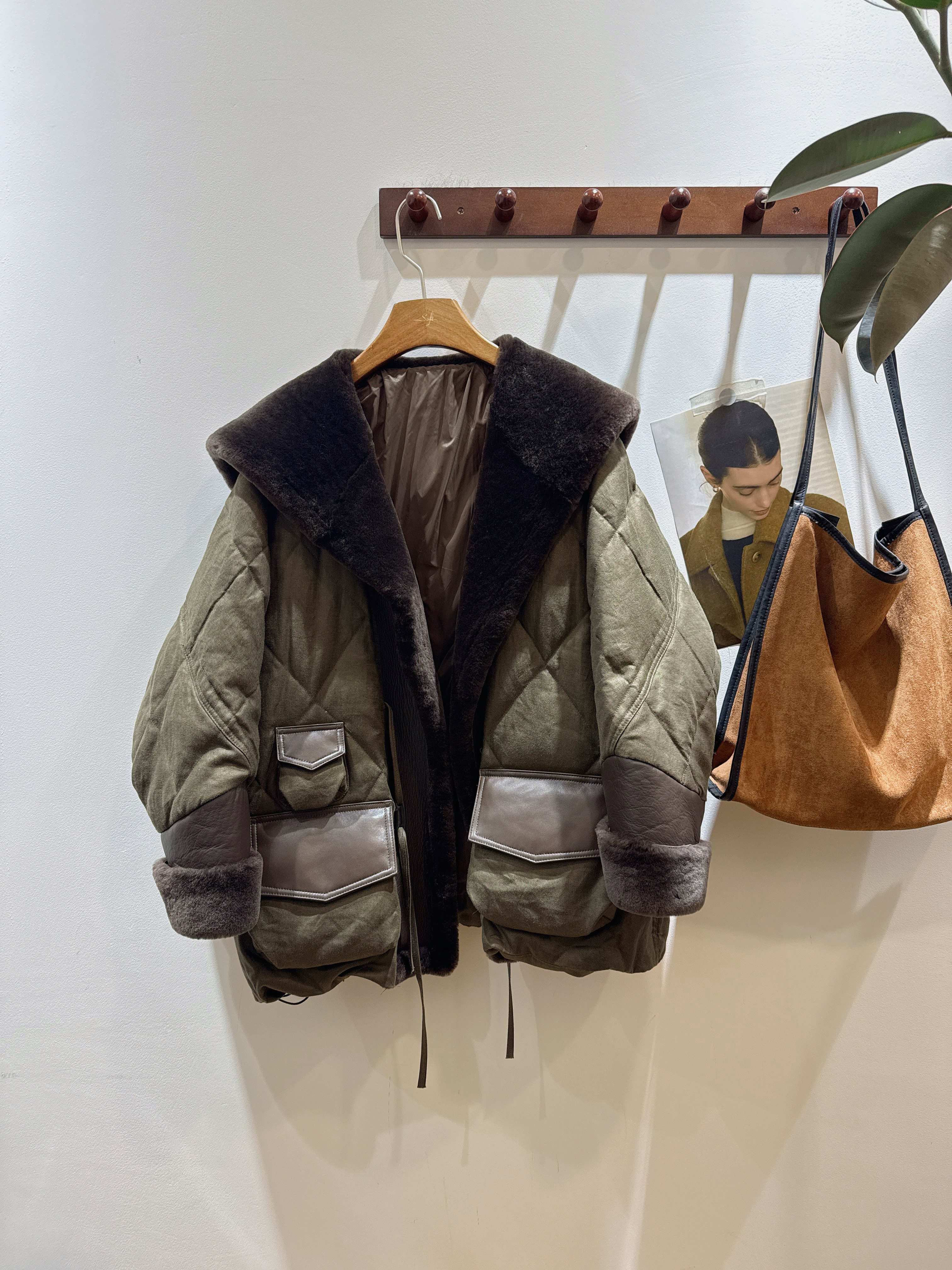 “暖绒抹茶”欧货高级皮毛一体拼接羊毛鹅绒亚麻皮草鹅绒服外套女,女装/女士精品,羽绒服,淘宝优惠券,粉丝福利购,淘宝优惠卷