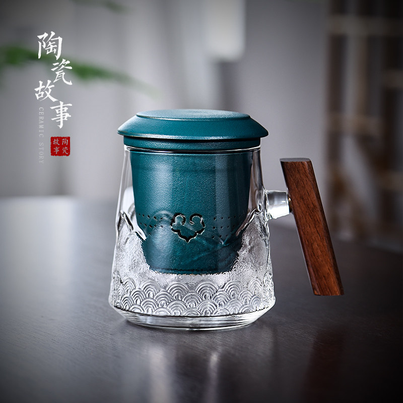 陶瓷故事玻璃泡茶杯个人专用水杯玻璃杯