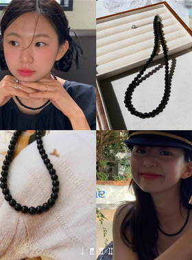 fever同款简约黑色珍珠项链女