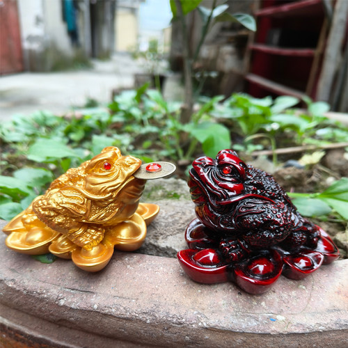 小蟾蜍摆件树脂三足金蟾
