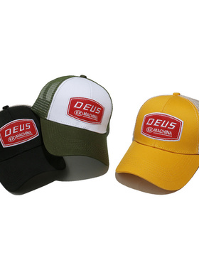 外贸DEUS字母刺绣太阳帽货车帽潮流透气棒球帽男女情侣网帽夏