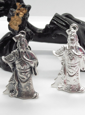 纯银项链立体关二爷男士吊坠