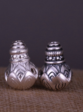 S999纯银3diy复古泰硬银足银三通葫芦富贵福隔珠路路通手链串配件