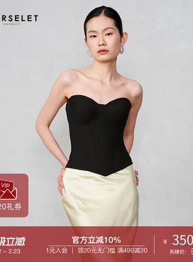 CORSELET 经典黑色鱼骨胸衣女外穿束腰修身气质美背内搭抹胸上衣