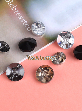 时尚水晶玻璃切面黑色白色钻扣男女休闲衬衣毛衫衬衫装饰纽扣扣子