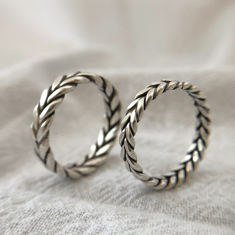 情侣足银999简约小众手工制作