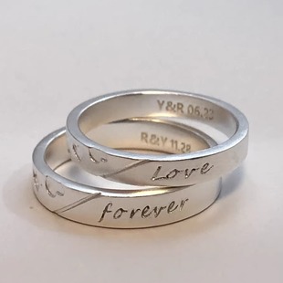 足银999对戒刻字loveforever情侣男女指环七夕礼物婚戒
