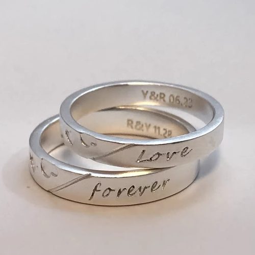 足银999对戒刻字loveforever情侣男女指环七夕礼物婚戒