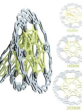 SNAIL绿色浮动碟片山地自行车碟刹片刹车盘6钉160mm180203mm配件