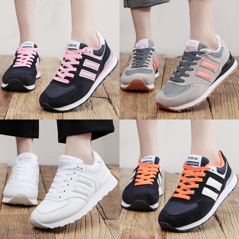 休闲舒适平底学生圆头网面运动鞋