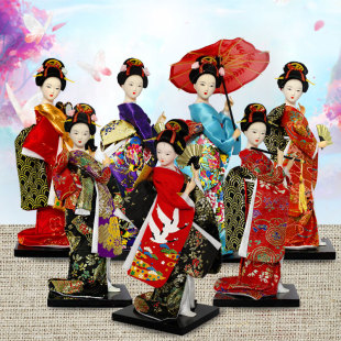 日本人形和服娃娃艺妓娟人料理餐厅装饰日式手工摆件9寸桌面