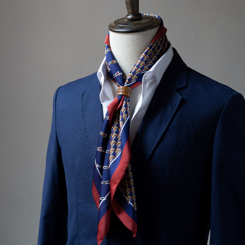 春季男士薄款英伦风复古丝巾扣