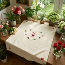 甜美风小鹿刺绣花朵针织毛毯婴童盖毯绣花钩花盖毯儿童纯棉线毯子