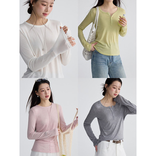 【奢感天丝羊毛2.0早春B入】韩系通勤长袖t恤春季内搭上衣S2081F