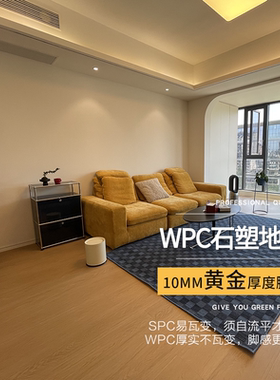 龙叶PM03平面新型防水SPC石晶WPC复合石塑木地板室内家用锁扣10mm