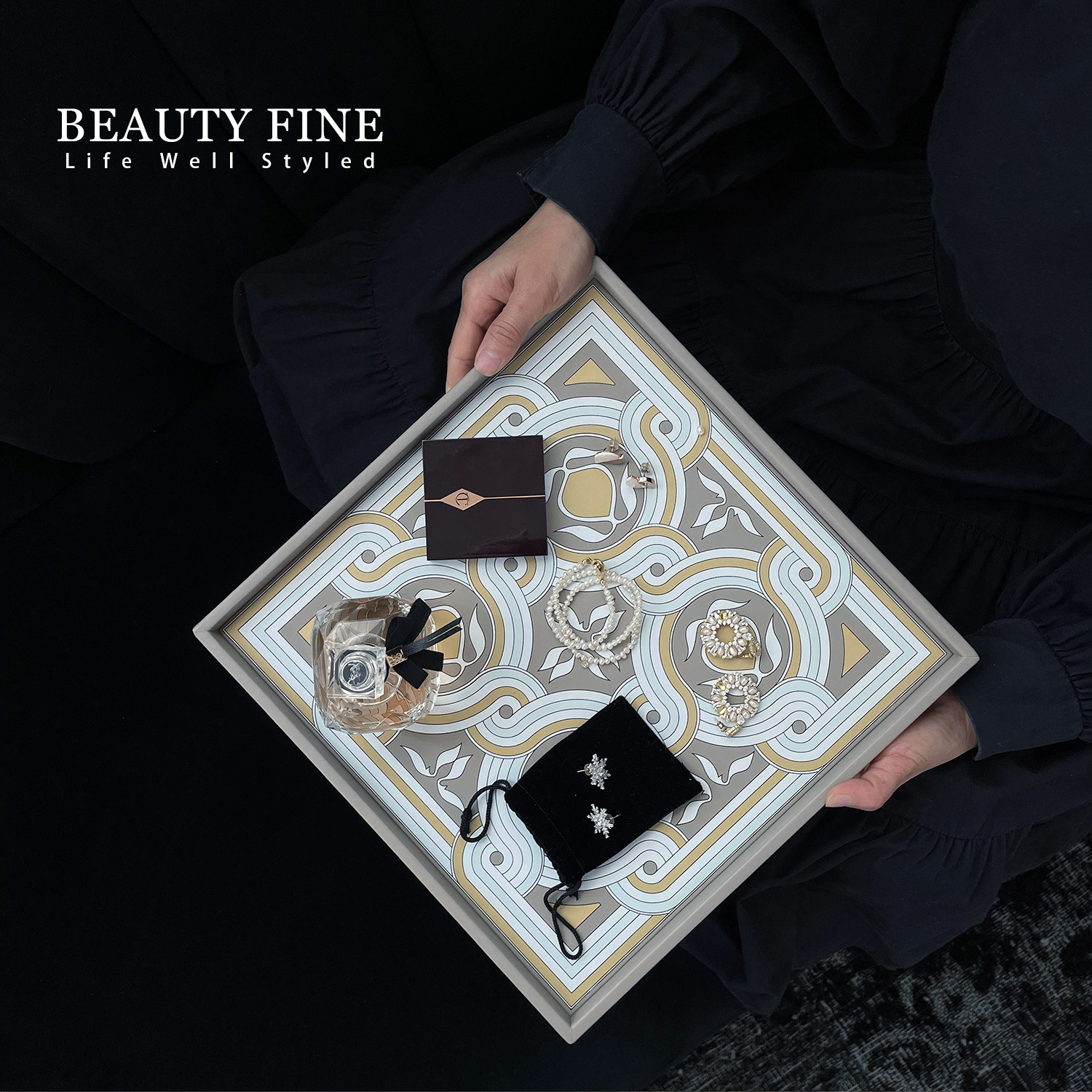 柏斐家饰原创轻奢皮质香薰托盘