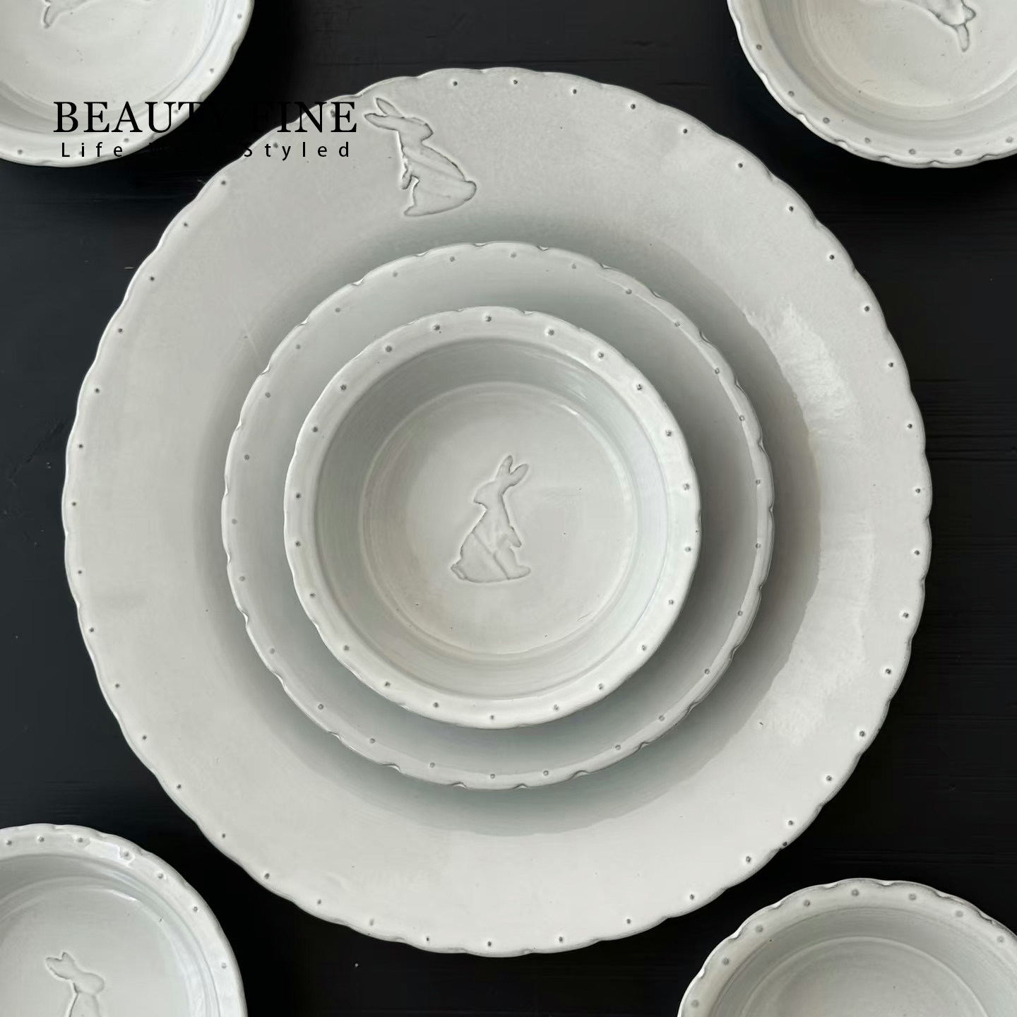 韩国进口Hye hwa yo黑陶白釉手作小碗 零食点心小吃盘子 陶瓷花瓶