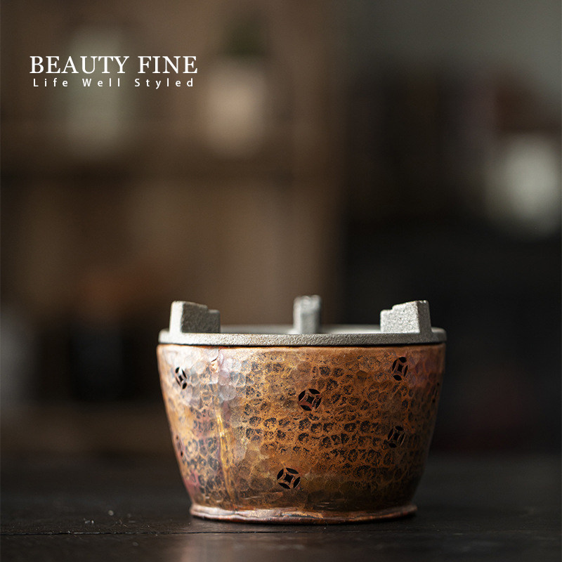 柏斐家饰 紫铜锤纹酒精炉 围炉煮茶家用碳炉茶室茶道煮茶器温茶炉,餐饮具,煮茶炉,淘宝优惠券,粉丝福利购,淘宝优惠卷