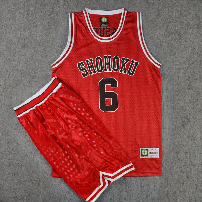 SD灌篮高手球衣队服湘北6号安田靖春篮球衣背心篮球服套装黑色