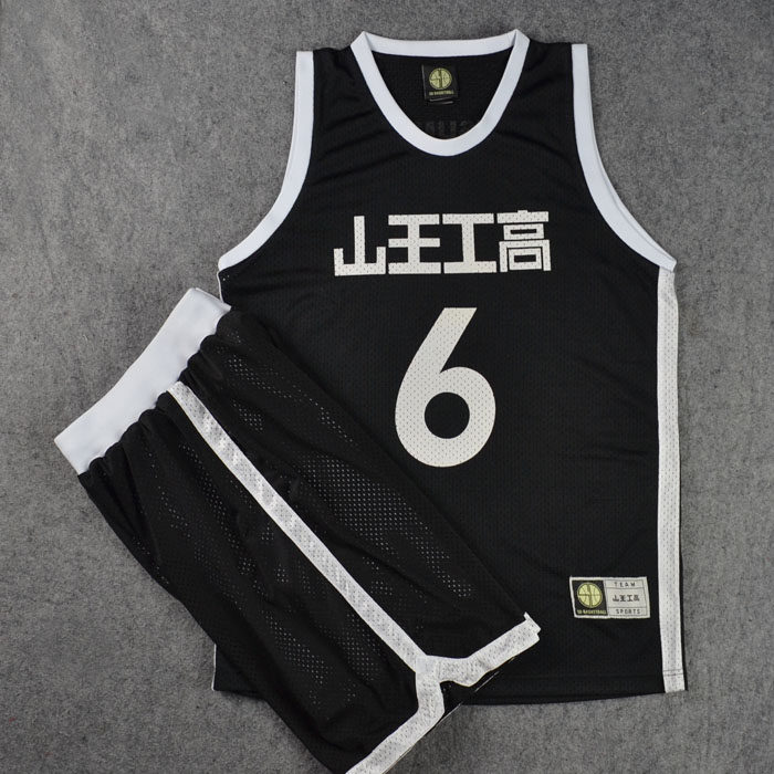 SD灌篮高手球衣队服山王工高6松本稔号篮球衣篮球服套装训练黑色
