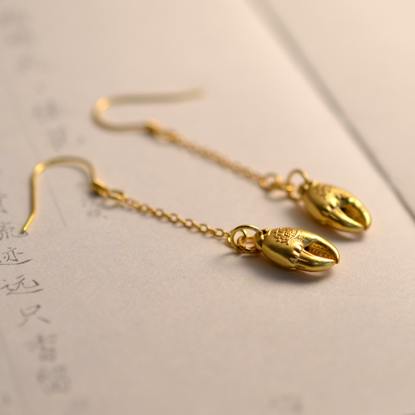 925银镀金新中式国风立体蟹钳子耳环女小众设计感古风气质耳饰