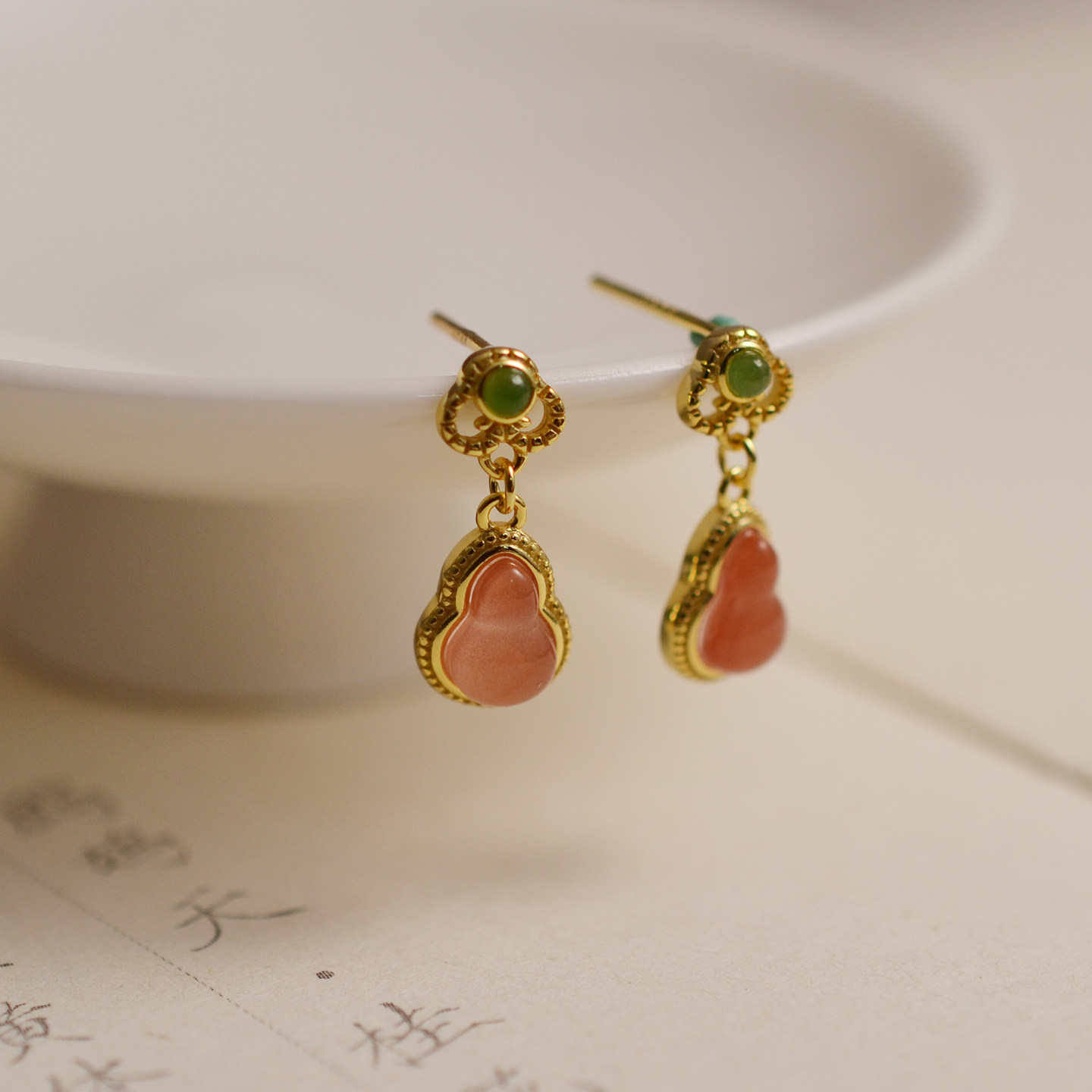 925银镀金水红南红玛瑙葫芦耳钉 国风复古耳环女 气质精致耳饰,饰品/流行首饰/时尚饰品新,耳钉,淘宝优惠券,粉丝福利购,淘宝优惠卷