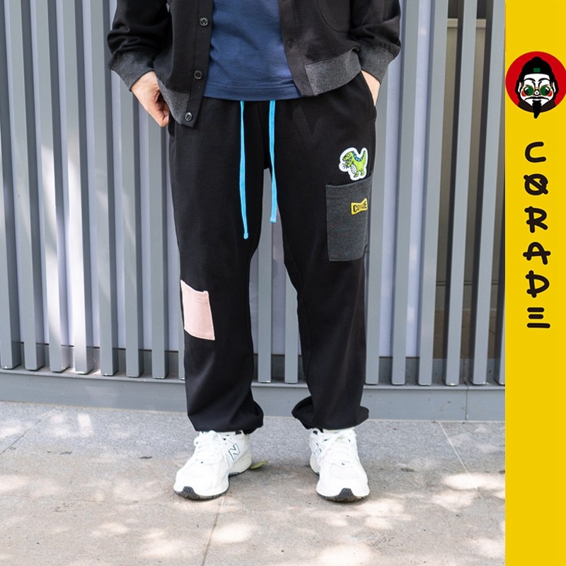 corade宝葫芦 恐龙刺绣贴袋休闲裤 嘻哈青少年情侣潮流