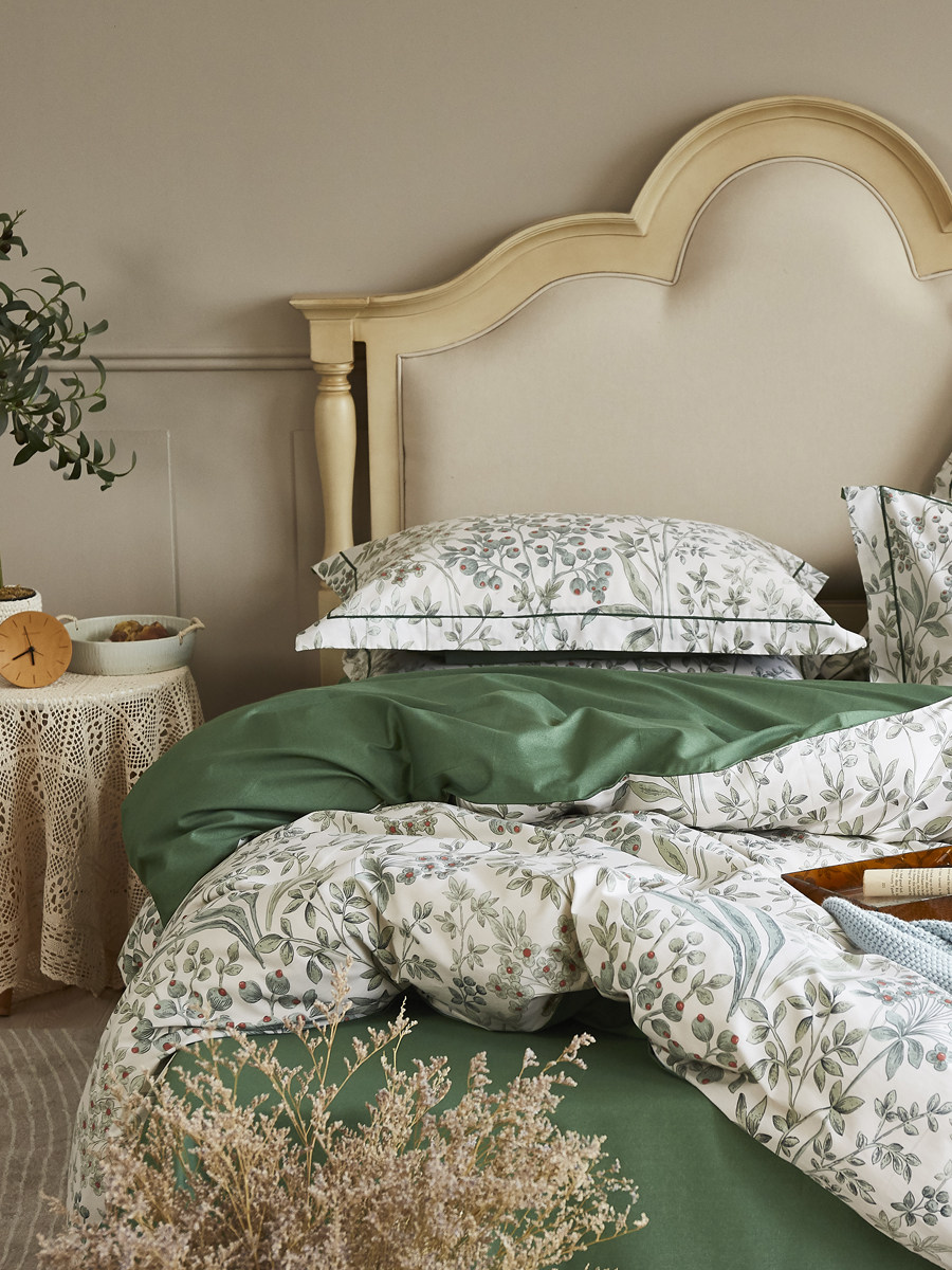 全棉斜纹高密度纯棉床单床上四件套 清新被套田园小碎花美式床品