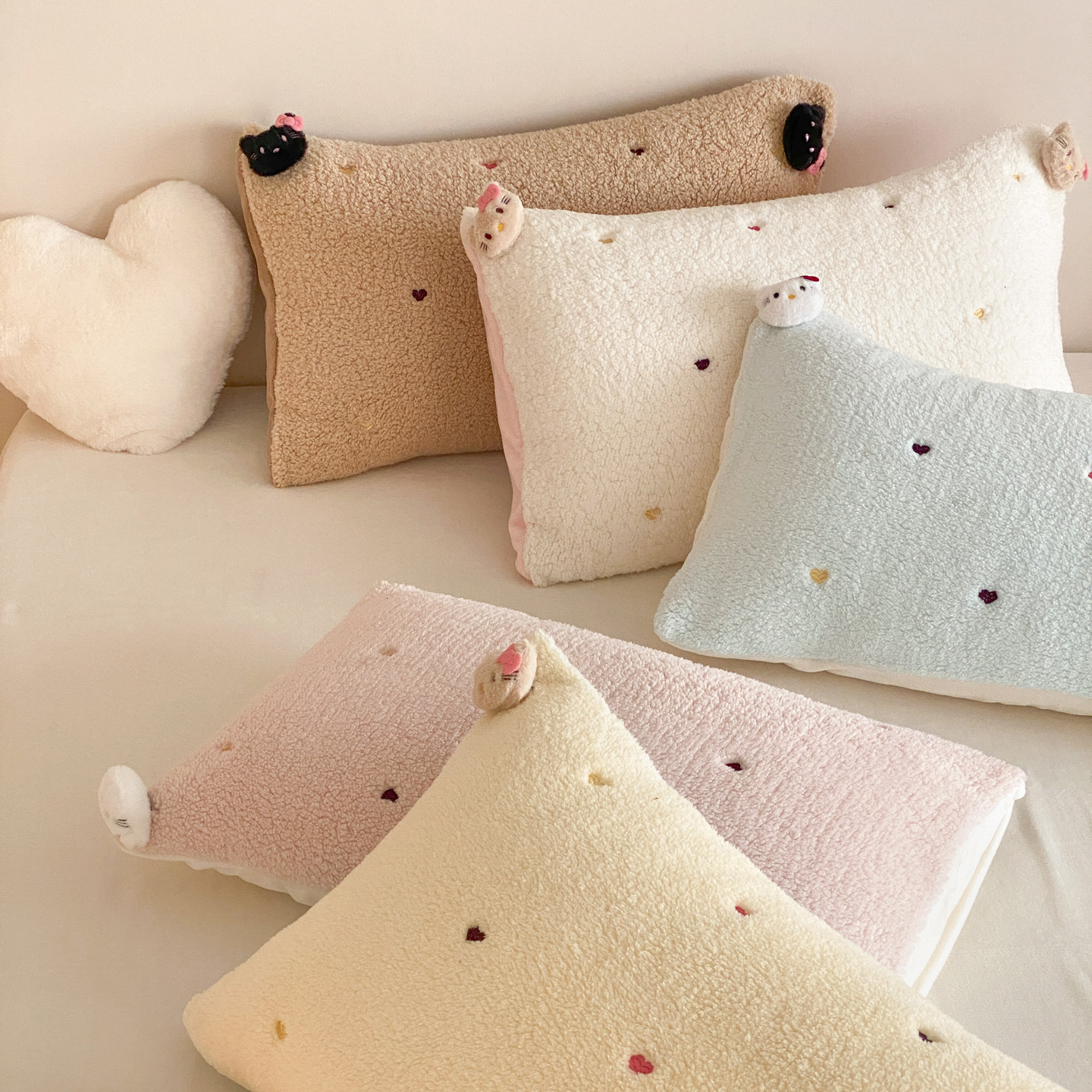 超软超糯超可爱 彩色多巴胺朵朵绒枕套冬季加绒枕头套单人枕48*74,床上用品,枕套,淘宝优惠券,粉丝福利购,淘宝优惠卷