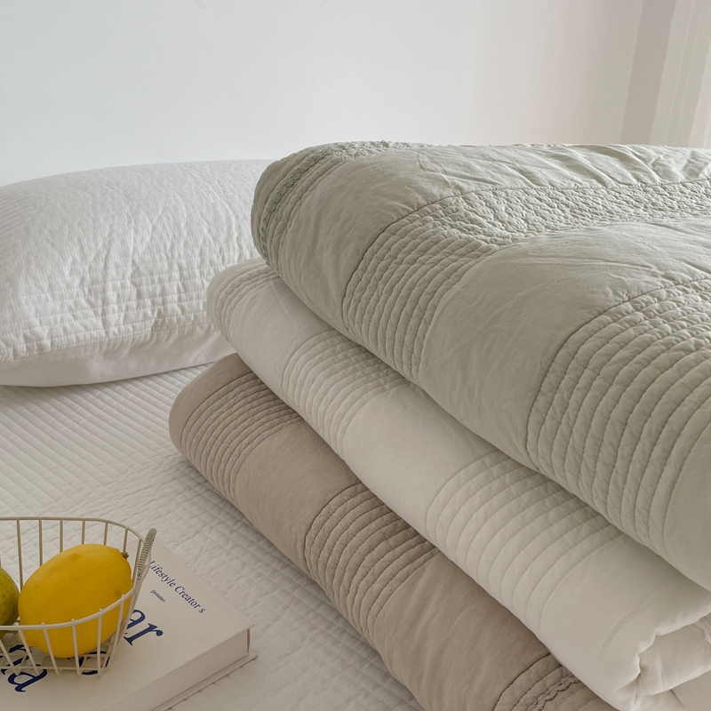 超柔软亲肤韩国风格80支床盖单件纯棉砂洗正反全棉床单空调被两用