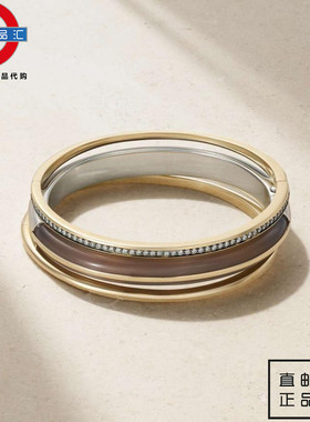 英伦代购 1女新款BY PARIAH 14K黄金纯银钻石玛瑙手镯（三条装）