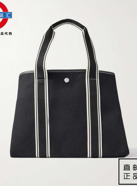 英伦代购 2女新款RUE DE VERNEUIL 皮革织带边饰帆布中号手提包